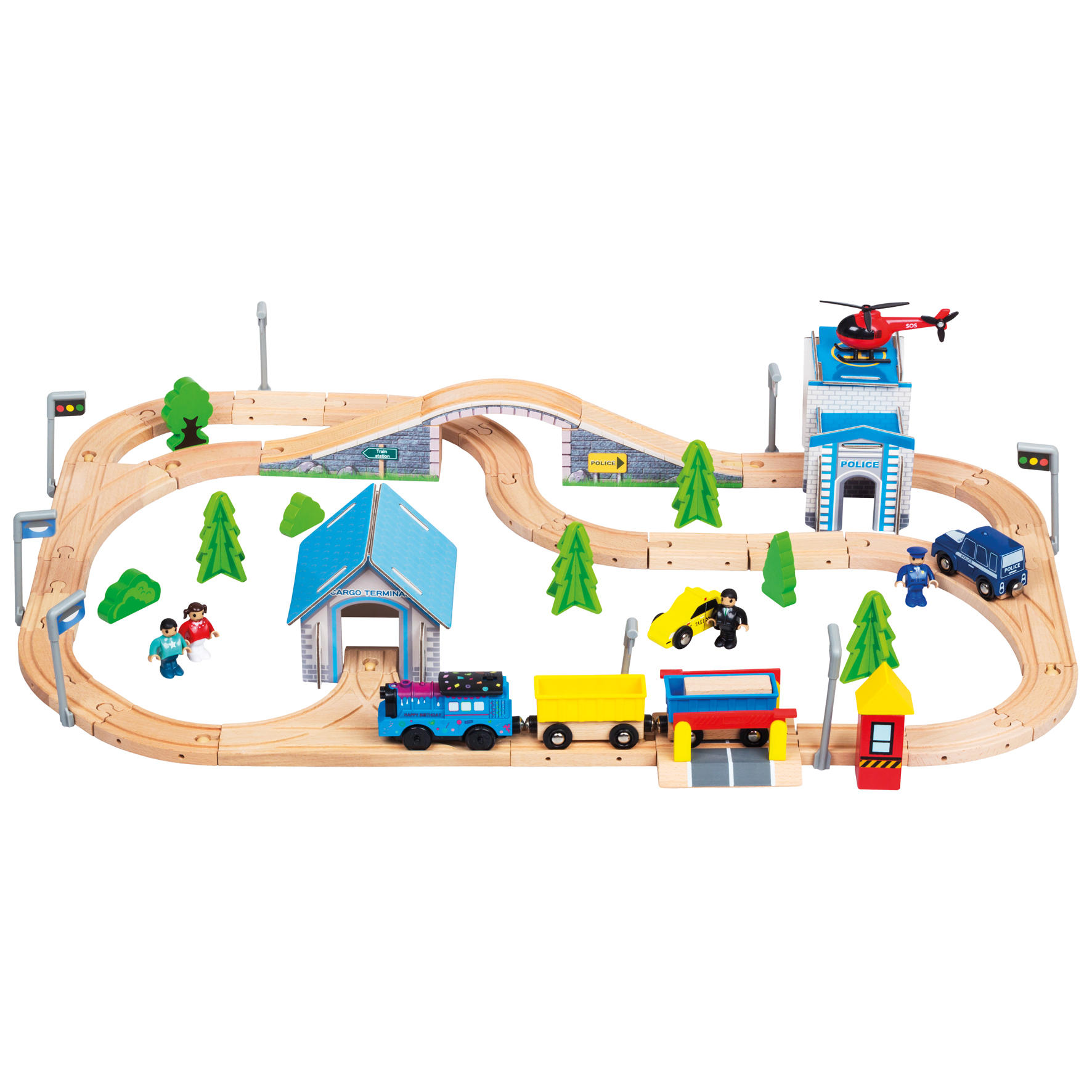 MěstoHraček.cz: Vláčkodráha s eektrickou lokomotivou a spoustou doplňků (80 dílů) ... 1.320,-Kč